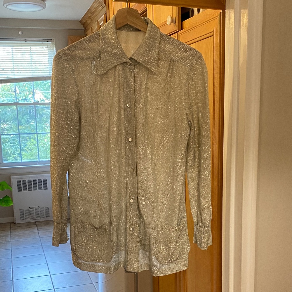 Silver Button-Up Jacket/Blouse